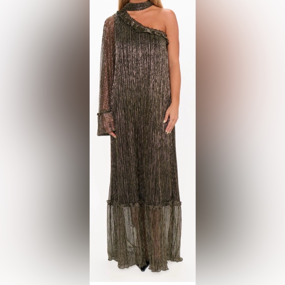 Show Me Your MuMu Metallic One Shoulder Dress